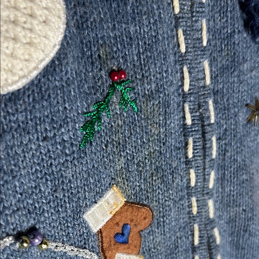 Blue Cardigan Snowman Women's Holiday Christmas Sweater Size 3X - Picture 6 of 6